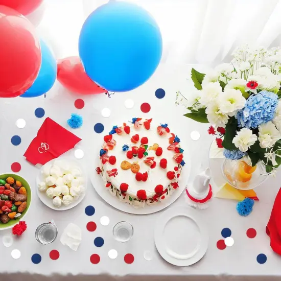 Red White Blue Party Decorations - 300Pcs Confetti Paper Dot Birthday National Day Patriotic American theme Table Decor {4}