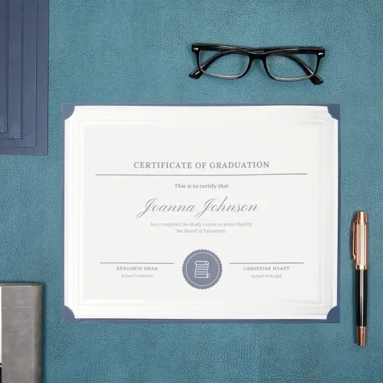 48 Pack Single Sided Award Certificate Holders - Bulk Certificate Holders for Graduation, Diploma, Employee Appreciation, Certification (fits 8.5x11, Navy Blue) {2}