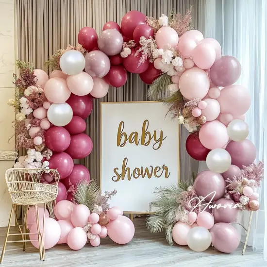 Dusty Rose Balloon Arch Kit Double Stuffed Pink Balloon Garland Pastel Light Pink Mauve Pearl White Rose Gold Latex Balloons for Birthday Baby Shower Bridal Wedding Bachelorette Party Decorations {5}