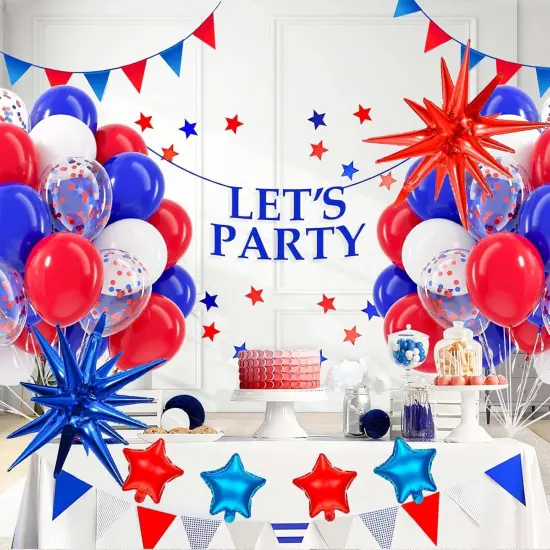 Metallic Blue Star Balloons - 26 Inch, Pack of 50 | Starburst & Spike Designs for Blue Birthday & Party Decorations {3}