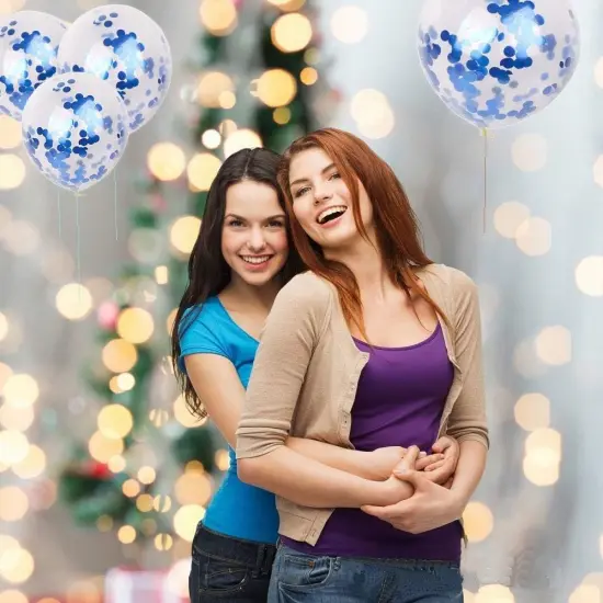 Blue Confetti Balloons 40 pack, 12 inch Transparent Party Balloons with Confetti for Graduation Party Wedding Baby Shower Birthday Carnival Party Decoration Supplies&hellip; {1}