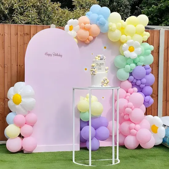Daisy Balloon Arch Garland Kit - 136Pcs Pastel Rainbow Balloon Arch Kit - Birthday Balloons, White Groovy Flower Macaron Pink Yellow Blue Purple Balloons for First Birthday Wedding Party Decorations {4}