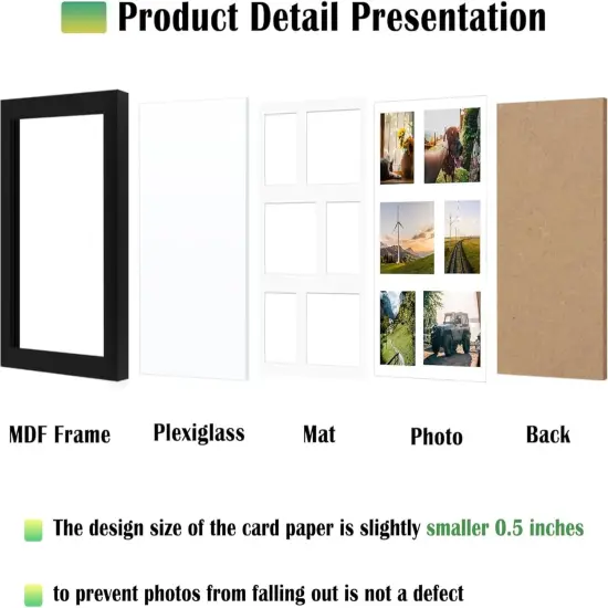 12x14 Picture Frame, Collage Picture Frame, Display Three 4x4 inch Photos and Three 4x6 inch Photos, for Available Horizontal Wall Mounting Display and Vertical, Black. {2}