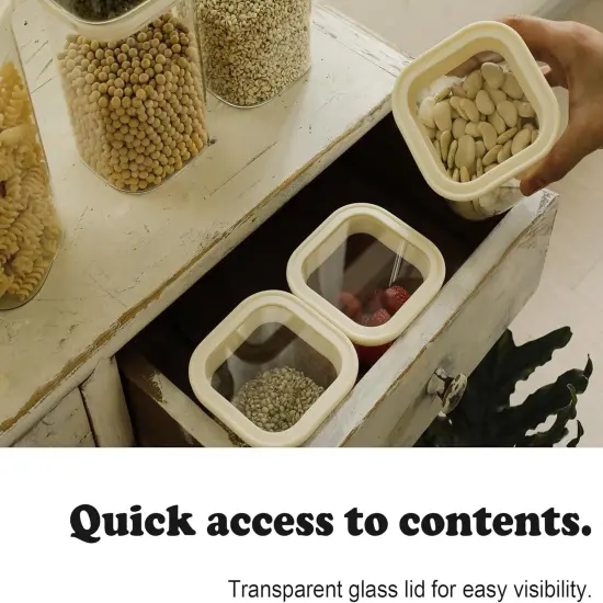 8pcs Square Pantry Glass Jars with Clear Airtight Lids Kitchen Canisters Sets for Flour, Sugar Refrigerator Safe, Available in 2 Sizes: 40oz / 54 oz {2}