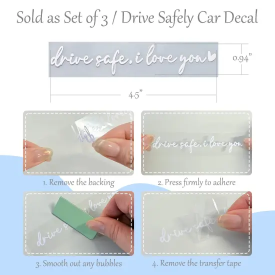 Wrapables Drive Safe, I Love You Car Rearview Mirror Window Decal Sticker (Set of 3) {2}