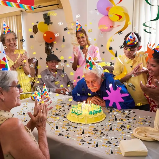 3000 Pieces Table Confetti Happy Birthday Cake Foil Metallic Sequins Confetti for Table Cake Party Decoration Anniversary DIY Craft Supplies(80th) {4}