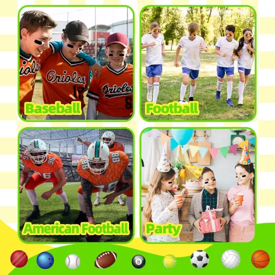 100 Pairs Sports Eye Black Stickers Set for Softball, Football, Lacrosse, Baseball Party Favors - Eye Stickers with 2 Pencils for Party Game Day Sports Supplies (Black) {5}