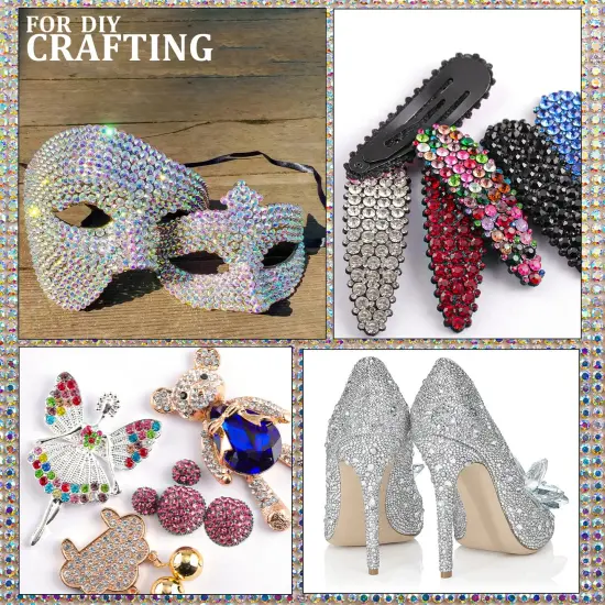 Two Packs of Flatback Rhinestones 4520 Pcs Rainbow Gems Crystal Nail Rhinestones for Crafting, Colorful+ AB+Transparent White Rhinestones for Bedazzling {5}