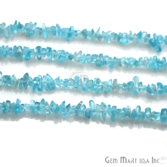 Natural Chip Beads, 34 Inch, Genuine Chip Strands, Drilled Strung Nugget Beads, 3-7mm, Polished, GemMartUSA (70001) Blue Opal {7}