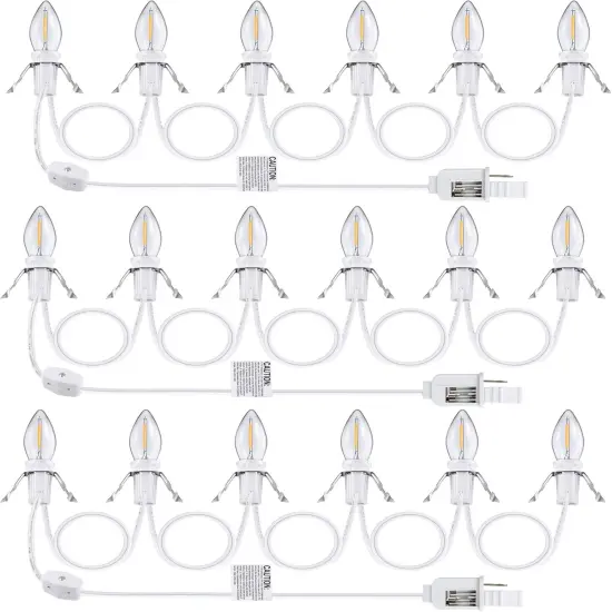 3 Pack Accessory Cord with 6 LED Light Bulb, 11.5 ft Christmas Village Light with ON/Off Switch Plugs and Spare Fuse, Blow Mold Light for Christmas Village House Halloween Pumpkin Crafts Decor {1}