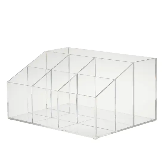 7 Compartment Desktop Organizer, Clear Acrylic Pen Holder (8.7 x 6.5 x 4.52 In) {7}