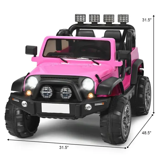 2-Seat Ride-On Car Truck with Remote Control, LED Lights, Music and Safety Features Pink {5}