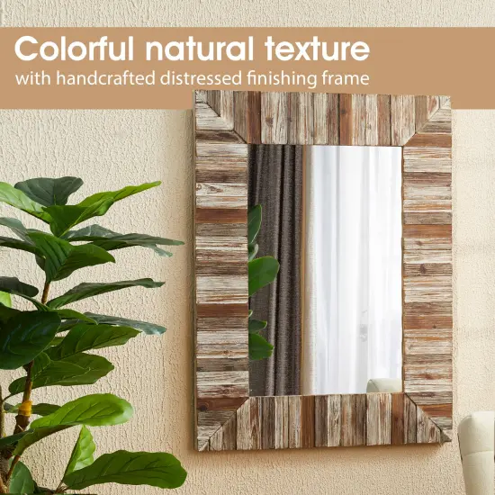 Set of 2 40"&times; 30" Farmhouse Rectangle Wooden Frame Wall Mirror Bathroom-vanity Drawing Room Decor {3}