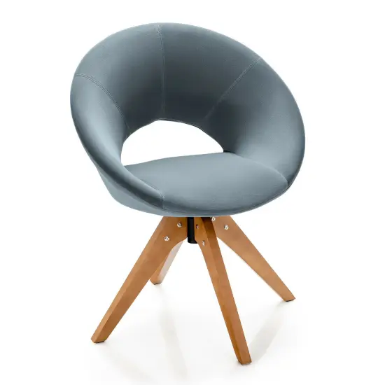 360 Degree Swivel Modern Velvet Upholstered Armchair with 4 Beech Wooden Legs Green {8}