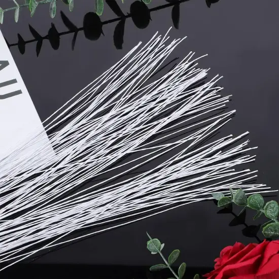 100 Pcs Floral Wire, 26 Gauge White Florist Wire - 14 Inch for Crafts, Bouquet Stem Wrapping, Wreath Making, Flower Arrangement Supplies {3}
