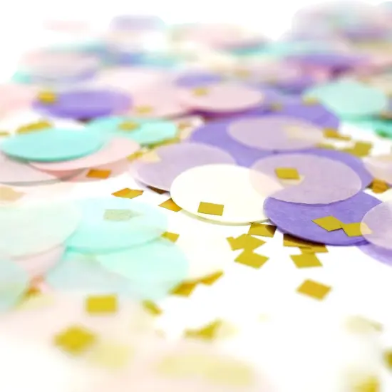 Premium 1-inch Round Tissue Paper Party Table Confetti - 50 Grams (Rainbow Pastel, Gold Mylar Flakes) {3}