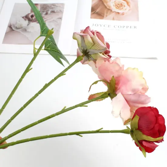 50PCS Artificial Rose Stem Plastic Floral Wire Stem Craft Flower Bouquet Making Small Hole Floral Fake Flower Stems for Wedding Flower Arrangement Room Decoration Restaurant Party {4}