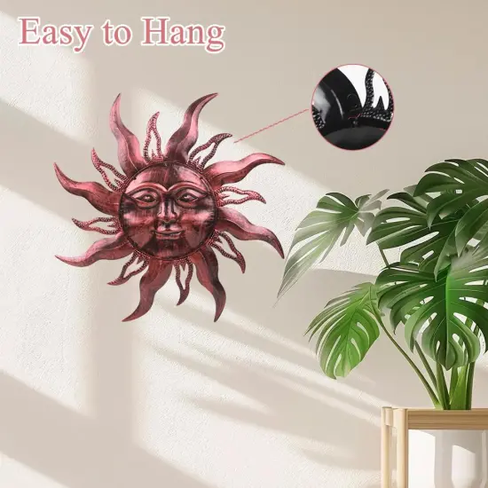 Summer Metal Sun Wall Decor, Large Outdoor Wall Art Decor Hanging Decorative for Patio, Porch, Fence, Garden(Brown) {3}