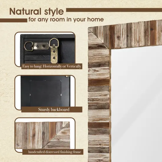 Set of 2 40"&times; 30" Farmhouse Rectangle Wooden Frame Wall Mirror Bathroom-vanity Drawing Room Decor {4}