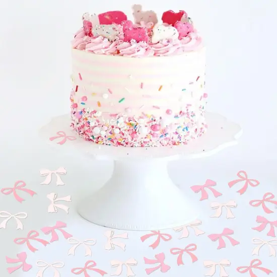 100PCS Pink Bow Confetti Engagement Party Bride To Be Pink Bow Table Confetti Bachelorette Party Birthday Decorations Supplies Baby Shower Boy Girl Bridal Shower Ribbon Party Supplies {5}