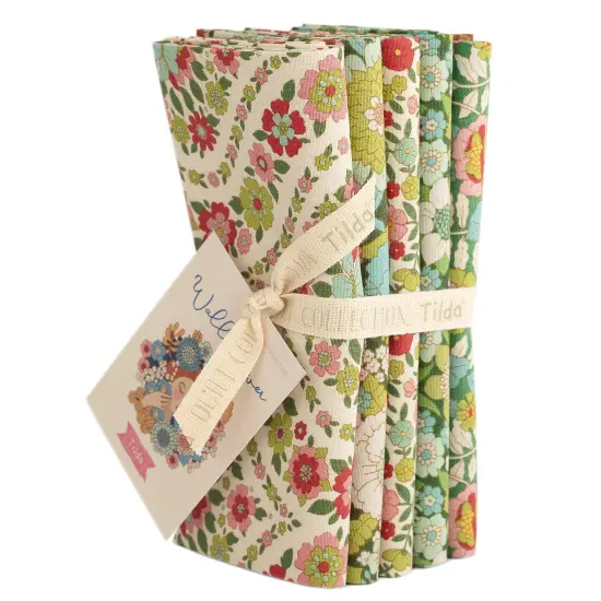 Tilda Wallflower Green Fat Quarter Bundle - 5 pieces - 20" x 22" - 100% Cotton {1}