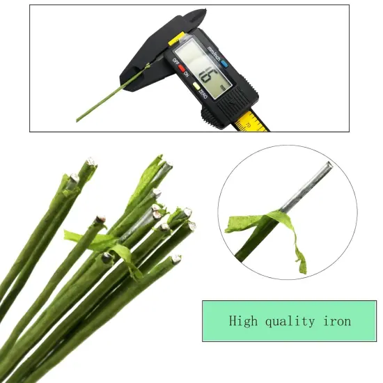 50/Package Floral Stems Wire for Paper Flower 16 Gauge Green Floral Paper Wrapped Wire 16 inch Artificial Crafts Wire Wreath Making Supplies for Wedding DIY {2}
