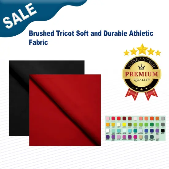 Brushed Tricot Soft and Durable Athletic Fabric Black {2}