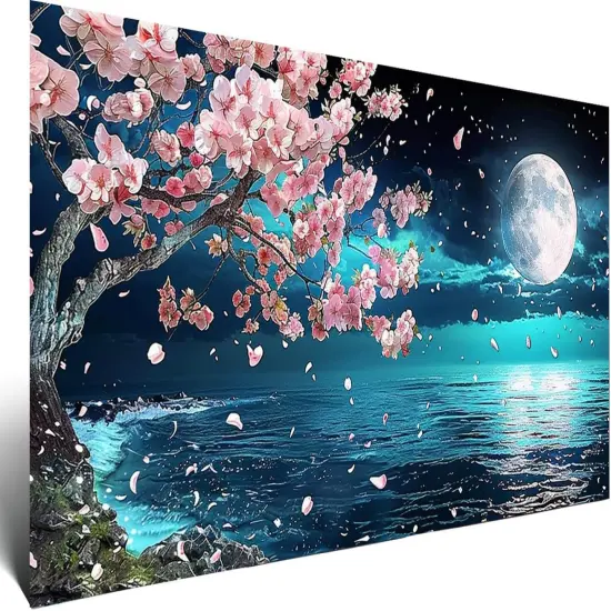 Moon Diamond Art Painting,Large Diamond Painting Lake Kits for Adults,DIY Full Drill Crystal Rhinestone Arts,Gem Art Painting with Diamond Home Wall Decor {1}