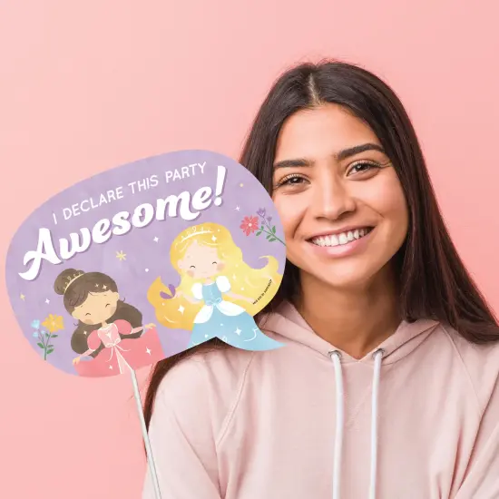 Big Dot of Happiness Princess Photo Booth Props Kit, Paper Dress Up Princess Birthday Party Supplies - 20 Count Selfie Prop Sticks {4}