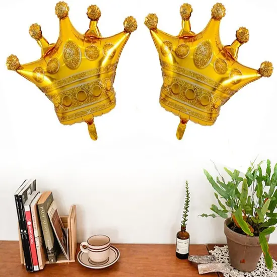 5 PCS Happy Birthday Five-pointed Star Gold Crown 1 Foil Balloons for Birthday Party {3}