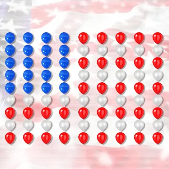 100 Pieces Patriotic Latex Party Balloons 12 Inches - Red Blue White {3}