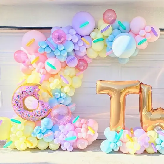 Pastel Donut Balloon Arch Garland Kit,159Pcs Macaron Color Rainbow Balloons Ice Cream Foil Balloons for Girls Donut Grow Up Sweet One Candyland Birthday Party Baby Shower Two Sweet Decorations {5}