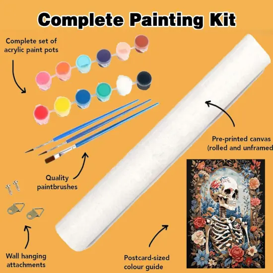 Paint by Numbers Kits for Adults Beginners- Easy Canvas Skull Paint by Number for Home Decor and Gifts 16X20 inch (Skeleton) {5}