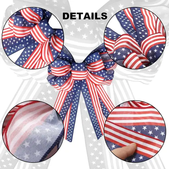Large 4th of July Patriotic Bows for Wreath,American Flag Wreath Bows Stars Decor American Flag Bow for Wall Decor {3}