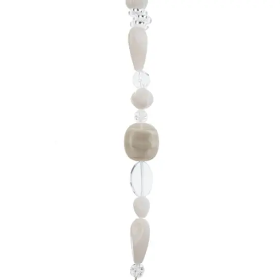 John Bead 7" Assorted Shape Czech Glass Bead Strand White & Crystal Snow {1}