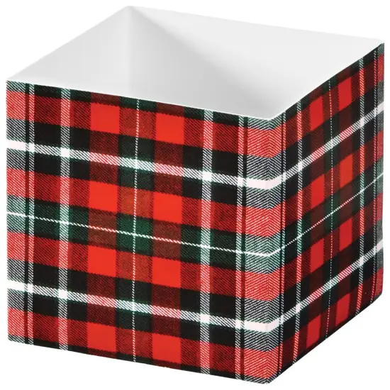 Pack/6: Christmas Plaid Square Party Favor Box - 3-3/4 x 3-3/4 x 3-3/4" {1}