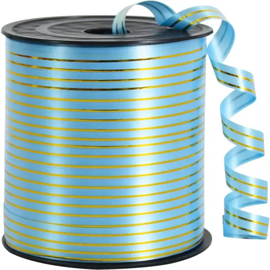 Curling Ribbon-Light Blue Gold Balloon Curling Ribbons-250 Yards Balloon String for DIY Decor Gift Wrapping Ribbons and Bows {1}