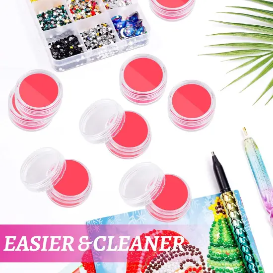 10 Pieces Diamond Art Glue and Wax for Painting Tools, DIY Art Wax Holder Case With Glue Clay and Storage Box for Embroidery Accessories Red {4}