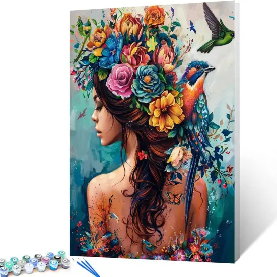 Full Back Tattoo Women Painting by Numbers for Adults Beginner,Lion Paint by Number on Canvas Easy to Paint for Beginner with Pigment and Brushes Artwork for Home Decor Without Frame 16''X20'' {1}
