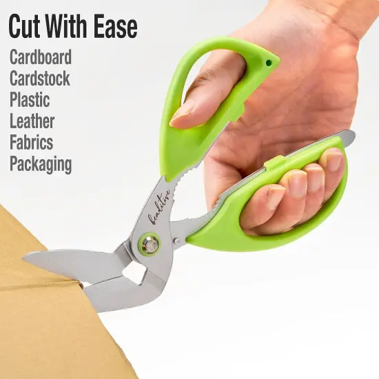 Heavy Duty Multipurpose Angled Craft Scissors 7" - Japanese Stainless Steel, Serrated Blade - Craft Shears for Cardboard, Plastic, Leather, Fabrics, and Packaging {5}