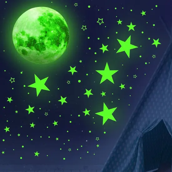 1086Pcs Glow in The Dark Stars, Glow in The Dark Moon for Ceiling Planets Space Wall Stickers Solar System Galaxy Wall Decals for Kids Boys Bedroom Living Room Decoration (Green) {5}