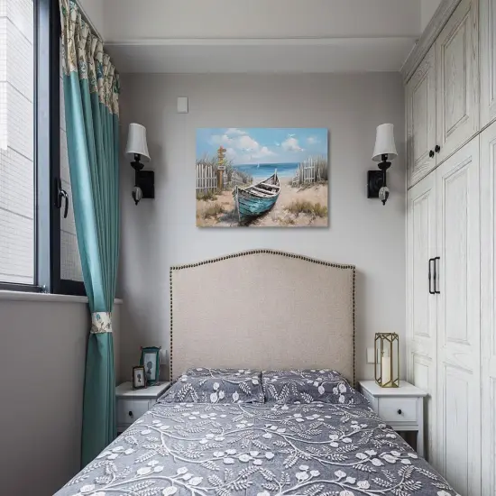 Summer Blue Coastal Wall Art Decor Textured Beach {3}