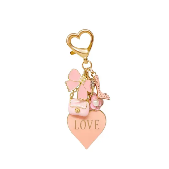 Wrapables Pink Charms Love Heart High Heel Handbag Keychain {1}
