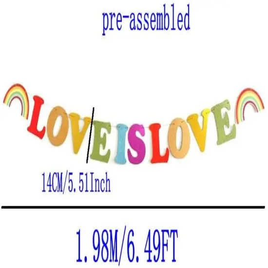 Love is Love Gay Pride LGBT Rainbow Party Banner for Bisexuality, Transgender and Gay Lesbian Pride, Bars Decoration LGBT Rainbow Decoration LGBT Party Pride Month Decoration Pre-assembled {2}
