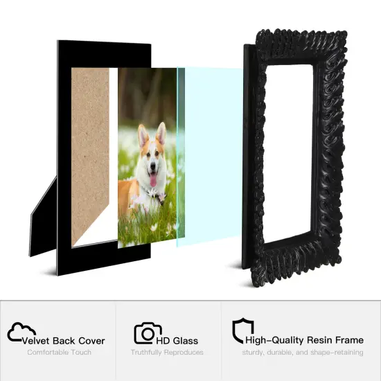 Set of 2 Black Scoop Resin Tabletop Picture Frames-5x7 {5}