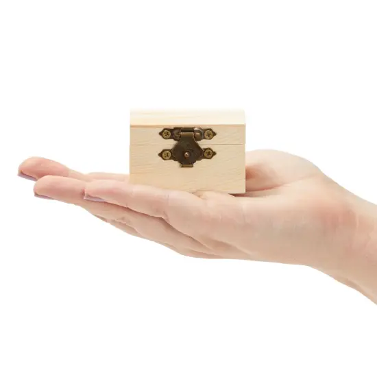 Juvale 12-Pack Small Wooden Boxes with Hinged Lid, Front Clasp - Unfinished Paintable Treasure Box for DIY Arts & Crafts, Halloween, Pirate Birthday Party (2.4x1.6x1.7 in) {6}