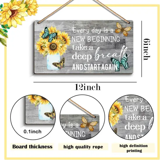Decorations Every day is a new beginning - Dandelion Butterfly Wooden Wall Art, Motivational and Inspirational Decorations for Home,Housewarming Gift {2}