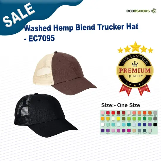 Econscious&reg; Washed Hemp Blend Trucker Hat NAVY/ OYSTER {2}