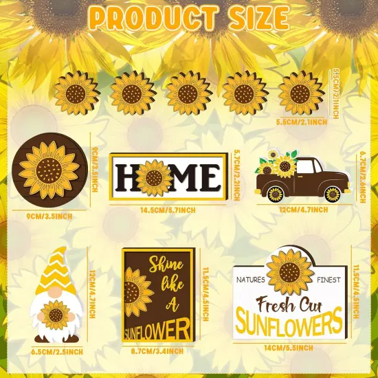 2 Pcs Sunflower Tiered Tray Decor Set Farmhouse Summer Wooden Sign Sunflower Decorations for Home Rustic Sunflower Table Decorations Summer Tiered Tray Decor for Home Kitchen Tabletop {3}