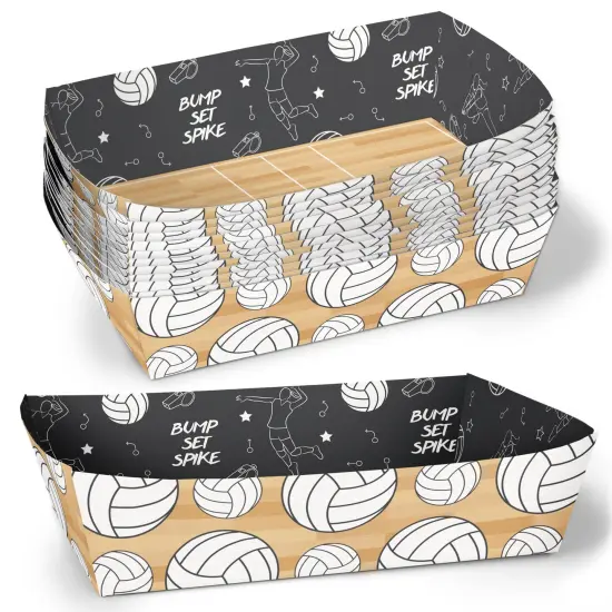 Big Dot of Happiness Volleyball Party Paper Food Trays, Disposable Double-Sided Paper Food Holders for Nachos, Hot Dogs, French Fries - 12 Ct {1}
